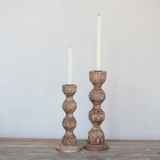 Carved Mango Wood Taper Holder