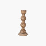 Carved Mango Wood Taper Holder