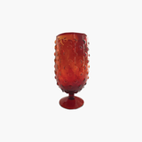 Red Hobnail Stemmed Drinking Glass