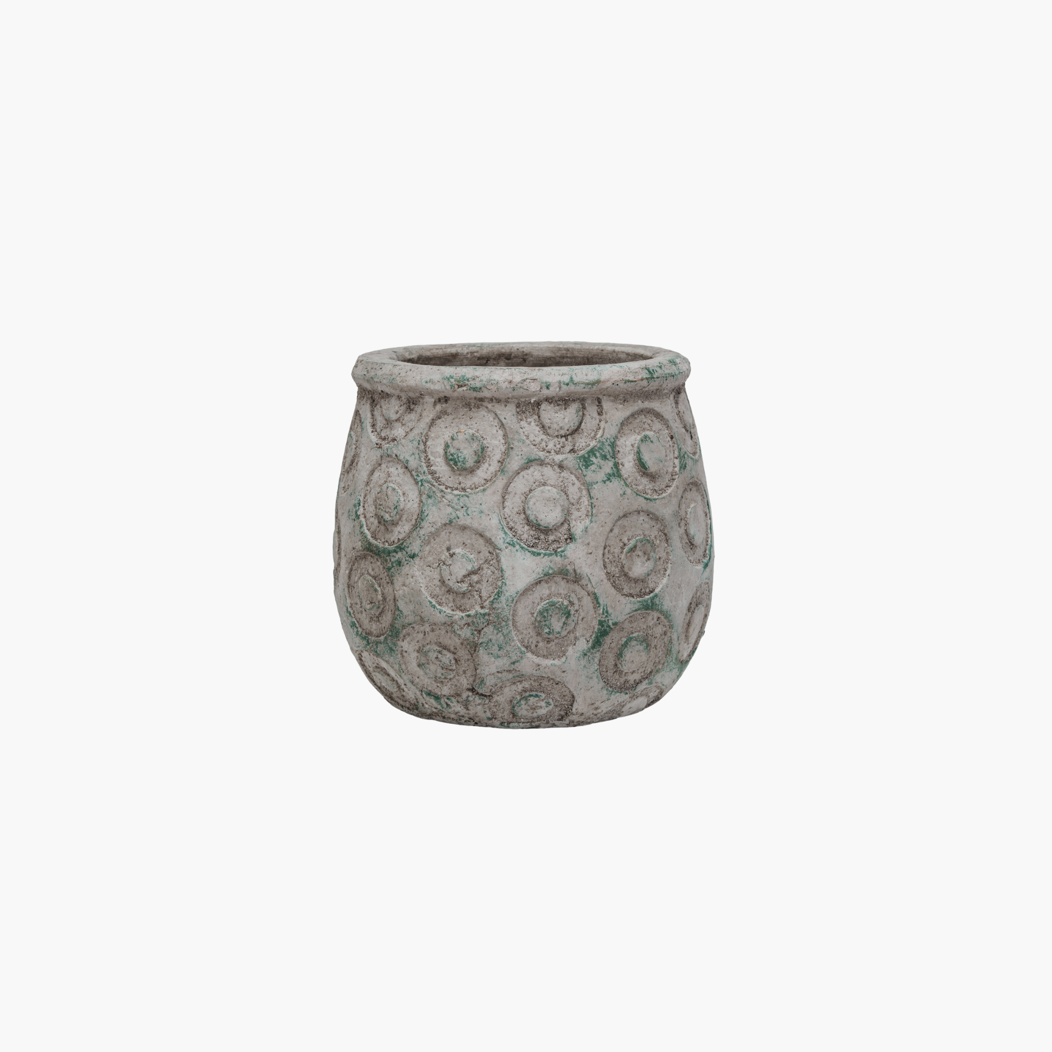 distressed planter pot Terra-cotta Planter w/ Debossed Circles, Distressed Green (Holds 4" Pot) – Wild Iris Home