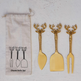 Cheese Knives Brass Reindeers