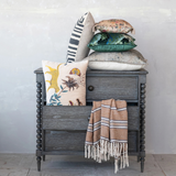 Velve Pillow with Cranes & Piping