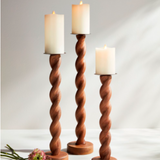 Twisted Wood Candle Holder