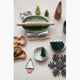 5" Round x 1-1/2"H Stoneware Bowl with Tree Pattern, Reactive Glaze, White and Black