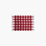 Red & White Plaid Throw w/ Fringe
