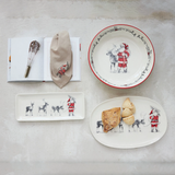 Rectangular Platter w Santa Leading Reindeer