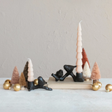 Cast Iron Taper Holder w/ Bird on Branch, Black/Brown