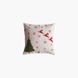Embroidered Pillow w Reindeer, Snowflakes & Tree