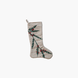 Stocking w/ Embroidered Holly & Berries