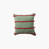 Green + Red Pillow with Braided Embroidery