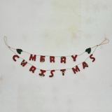 Merry Christmas Garland w/ Holly Leaves & Berries