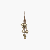 Metal Bell Cluster with Jute Rope, Antique Brass Finish