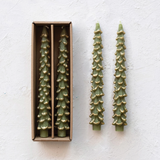 Green + Gold Xmas Tree Tapers