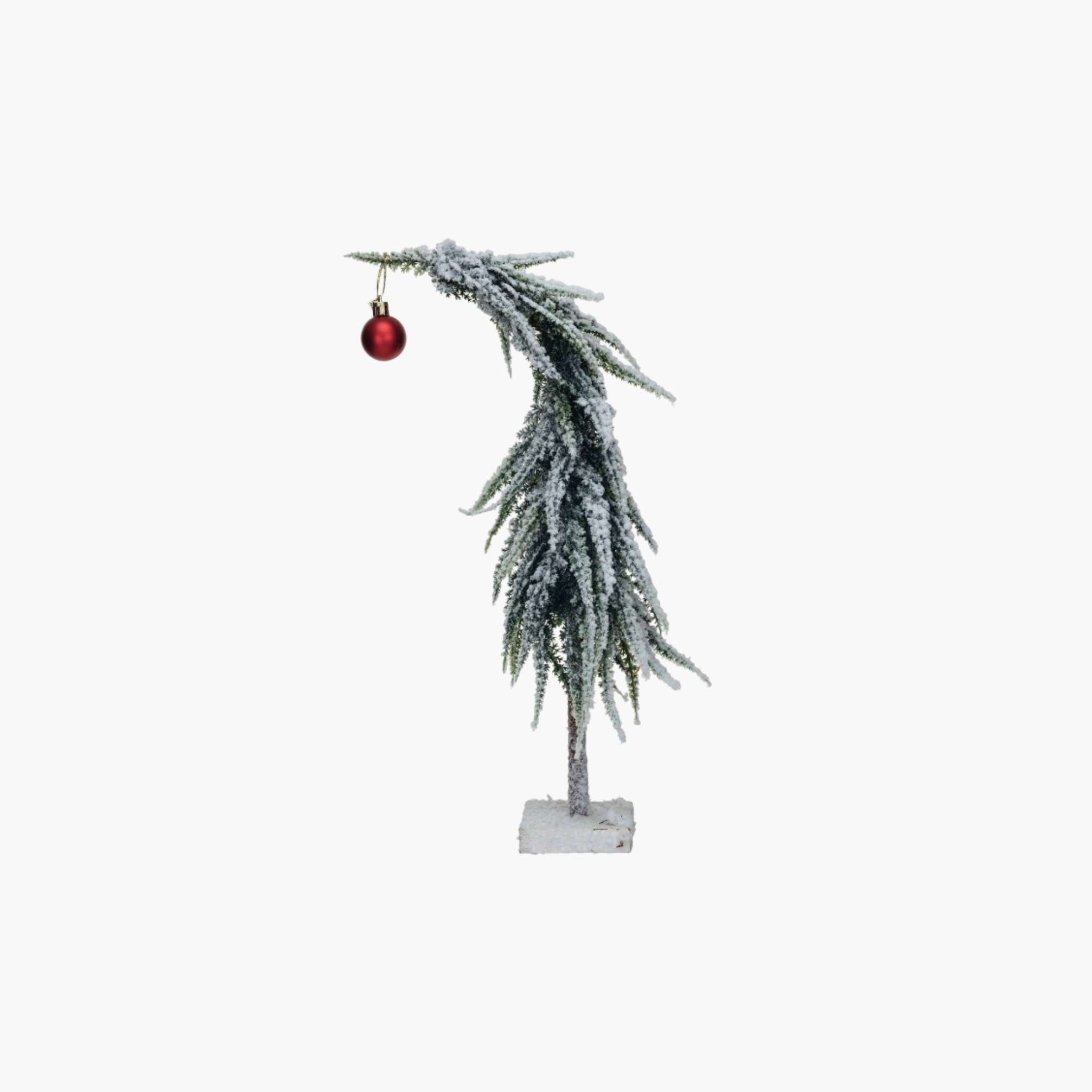 Snowy Faux Tree w/ Red Ball Ornament