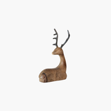 Lying Wood Reindeer w/ Aluminum Antlers
