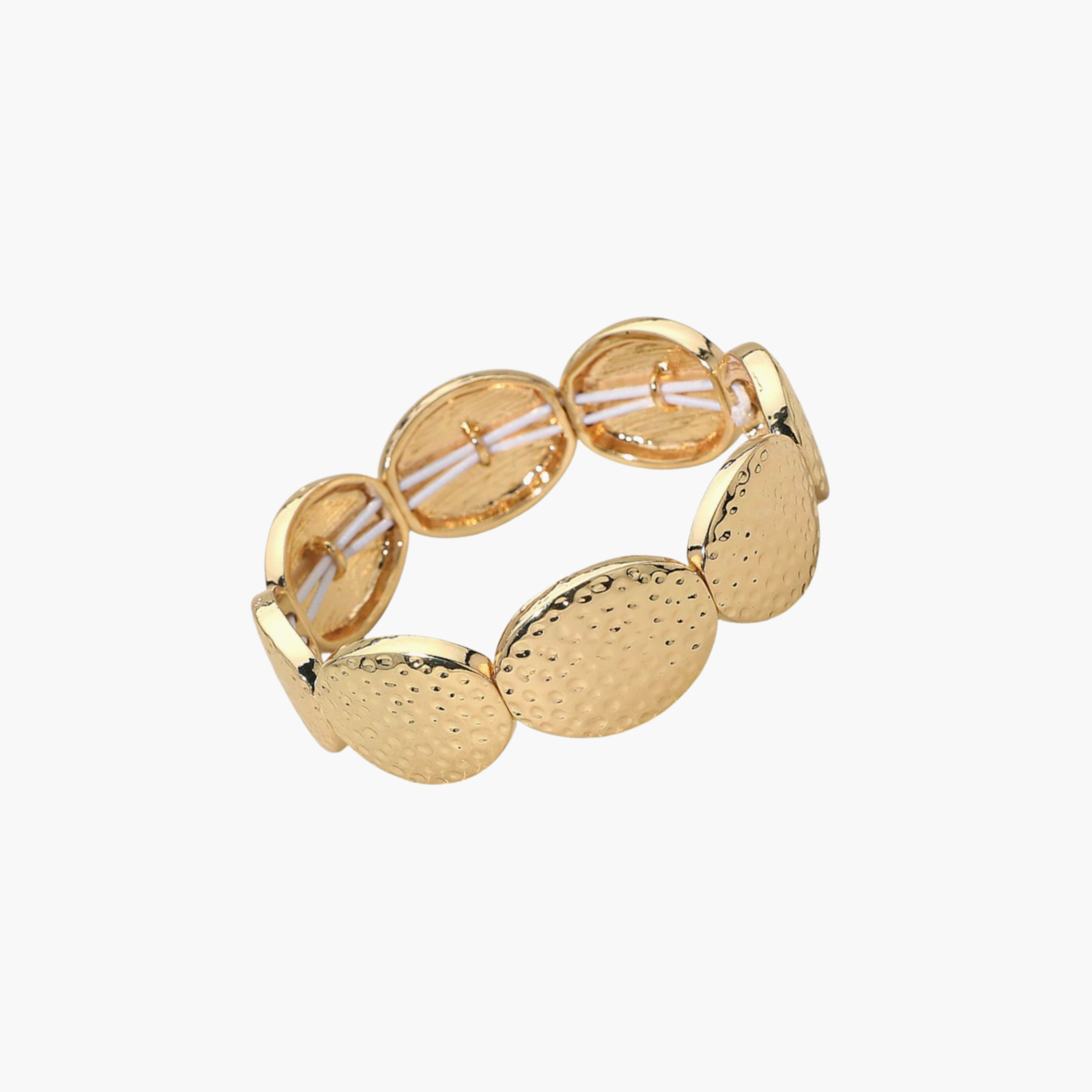 Hammered Metal Oval Beaded Bracelet