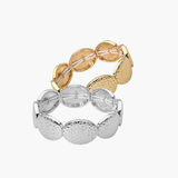 Hammered Metal Oval Beaded Bracelet