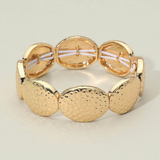 Hammered Metal Oval Beaded Bracelet