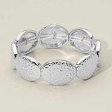 Hammered Metal Oval Beaded Bracelet