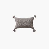 Taupe Embroidered Stonewashed Lumbar Pillow