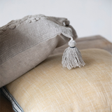 Taupe Embroidered Stonewashed Lumbar Pillow