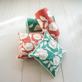 Green Floral Embroidered Pillow