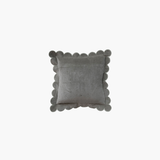 18" Square Cotton Velvet Pillow with Scalloped Flange & Stitched Edge, Green