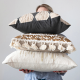 Gold + Cream Embroidered Pillow