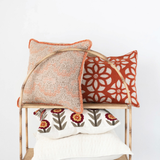 Metallic Floral Pillow w Eyelash Fringe