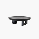 Black Abstract Footed Tray