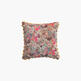 Velvet Kantha Stitch Floral Pillow