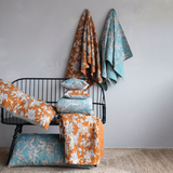Turquoise Kantha Stitch Foral Pillow