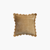 Mustard Velvet Pillow w/ Scalloped Edge