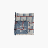 Cotton Throw with Stripes/Block Pattern & Fringe