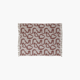 Woven Recycled Cotton Blend Jacquard Throw w/ Abstract Pattern & Fringe, Natural & Brown