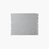 Recycled Cotton Light Blue Striped Throw w/ Fringe
