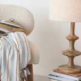 Recycled Cotton Light Blue Striped Throw w/ Fringe