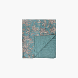 Turquoise Floral Kantha Stitch Throw