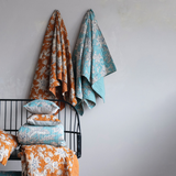 Turquoise Floral Kantha Stitch Throw