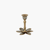 Brass + Mother of Pearl Flower Shaped Taper Holder