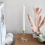 Brass + Mother of Pearl Flower Shaped Taper Holder