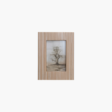 White & Caramel Striped Photo Frame