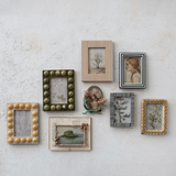 White & Caramel Striped Photo Frame