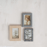 White & Caramel Striped Photo Frame