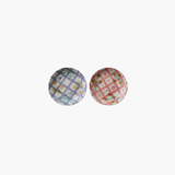 Blue Hand-Painted Grid Pattern & Botanicals Plate