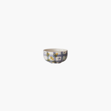 Blue Hand-Painted Bowl with Grid Pattern + Botanical