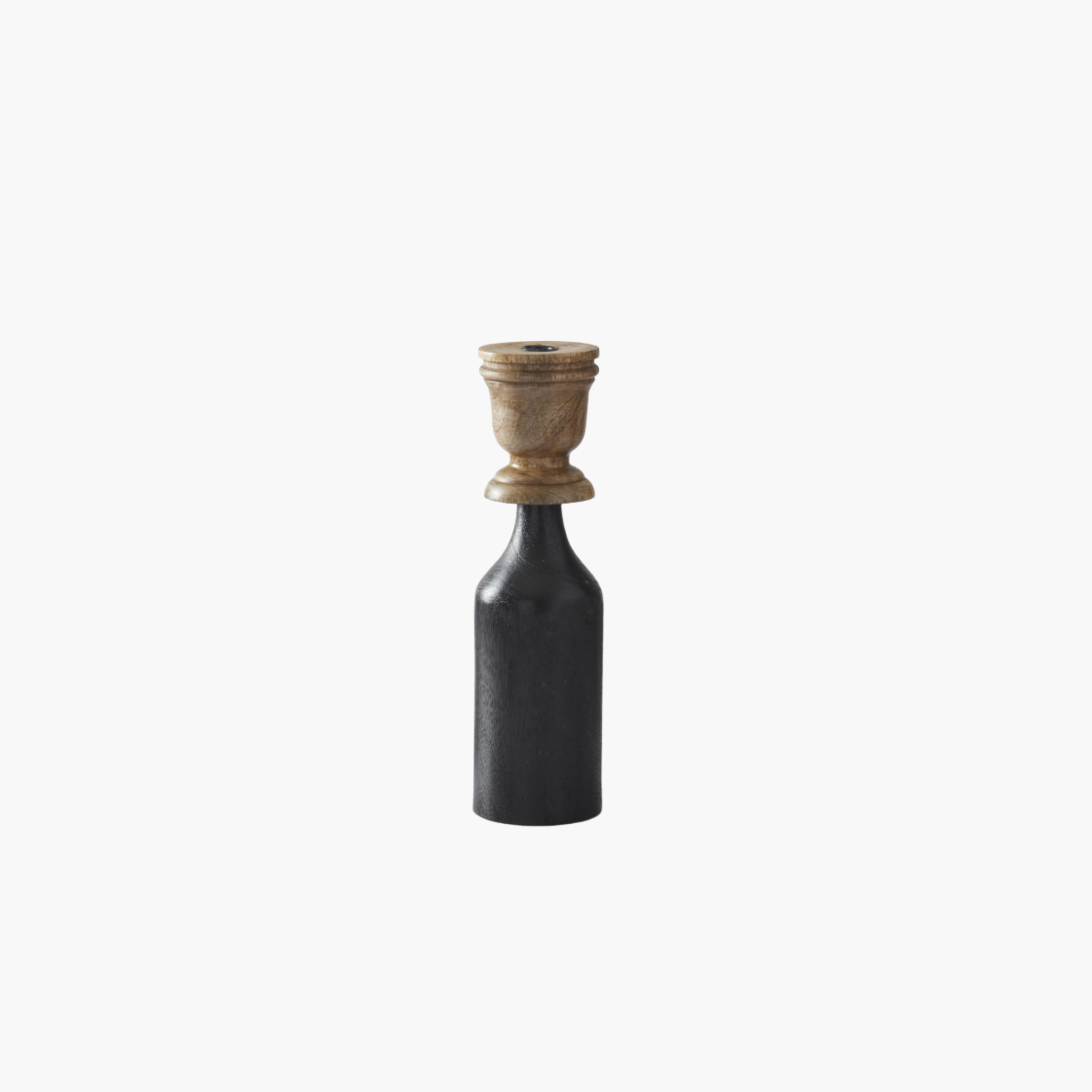 Natural & Black Wood Taper Candleholders