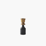 Natural & Black Wood Taper Candleholders