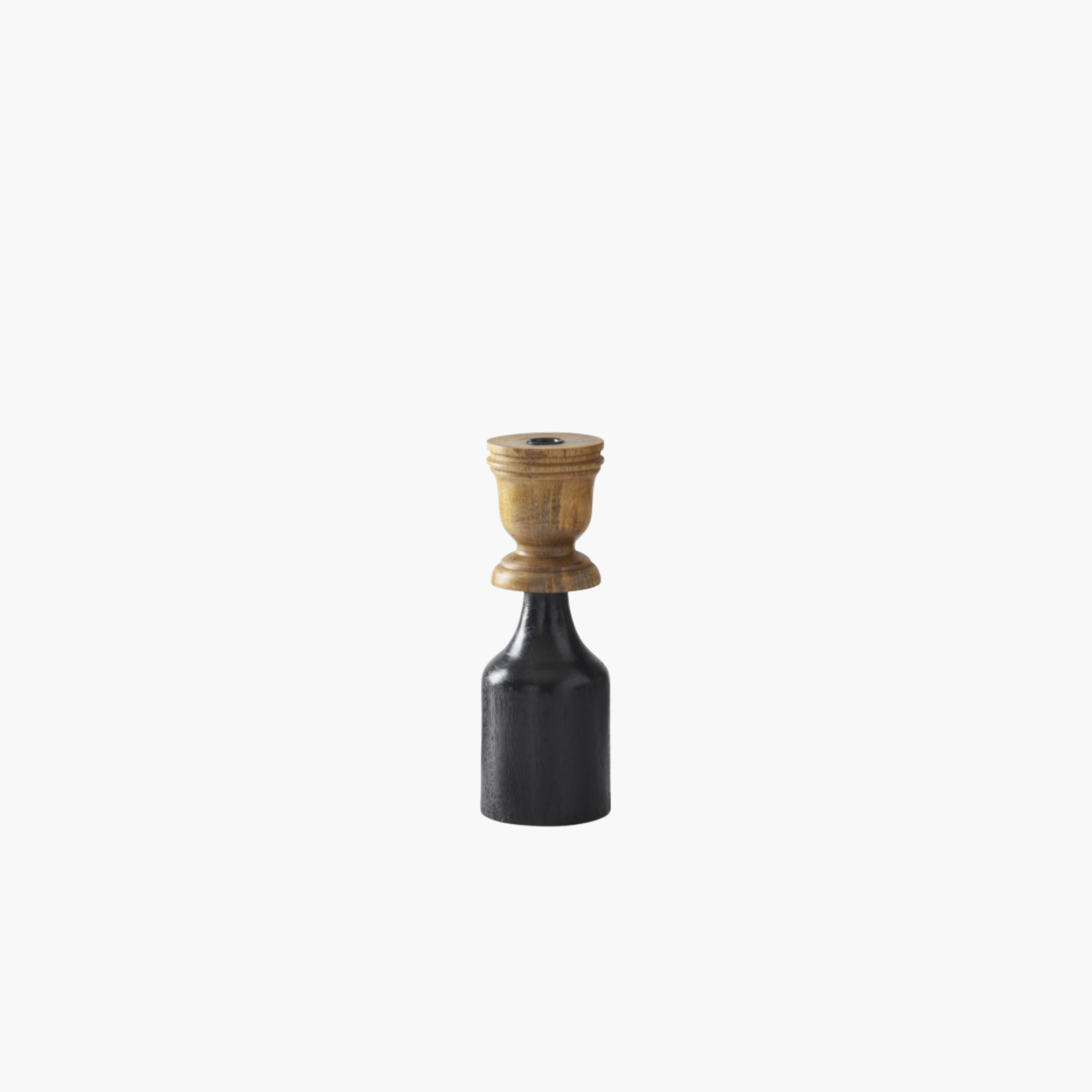 Natural & Black Wood Taper Candleholders