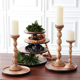 Wood Spindle Candleholders